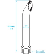 Exhaust Chrome Stack / Curved / Expanded Notched End / 5" x 72"